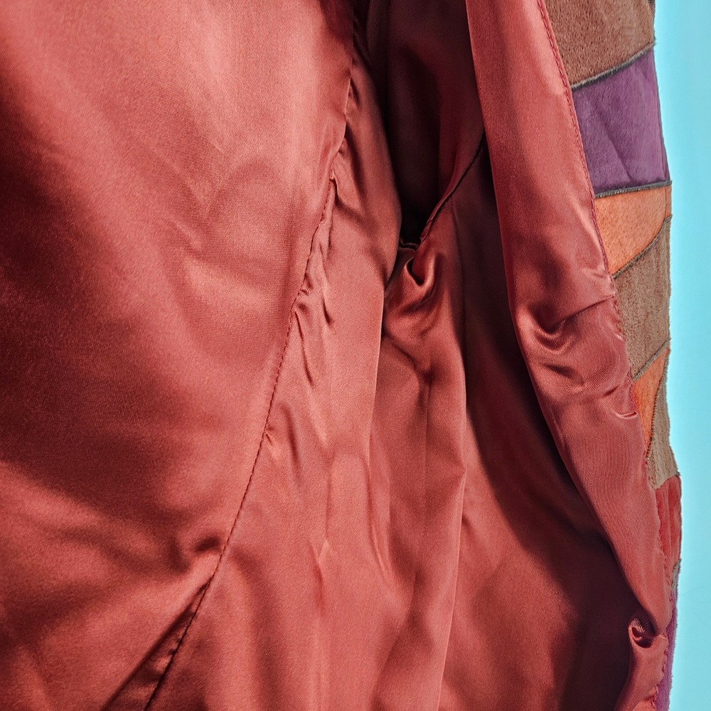 Vintage y2k Cache Patchwork Leather Jacket Red Or… - image 6